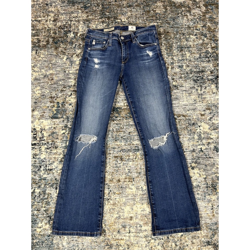 AG Adriano Goldschmied The Stacy Mid-Rise Straight Distressed Jeans Blue 26